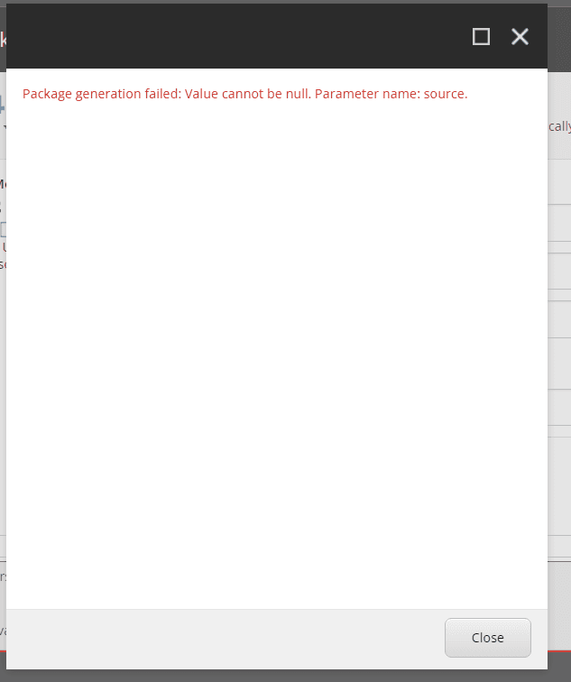 PackageGenerationFailed